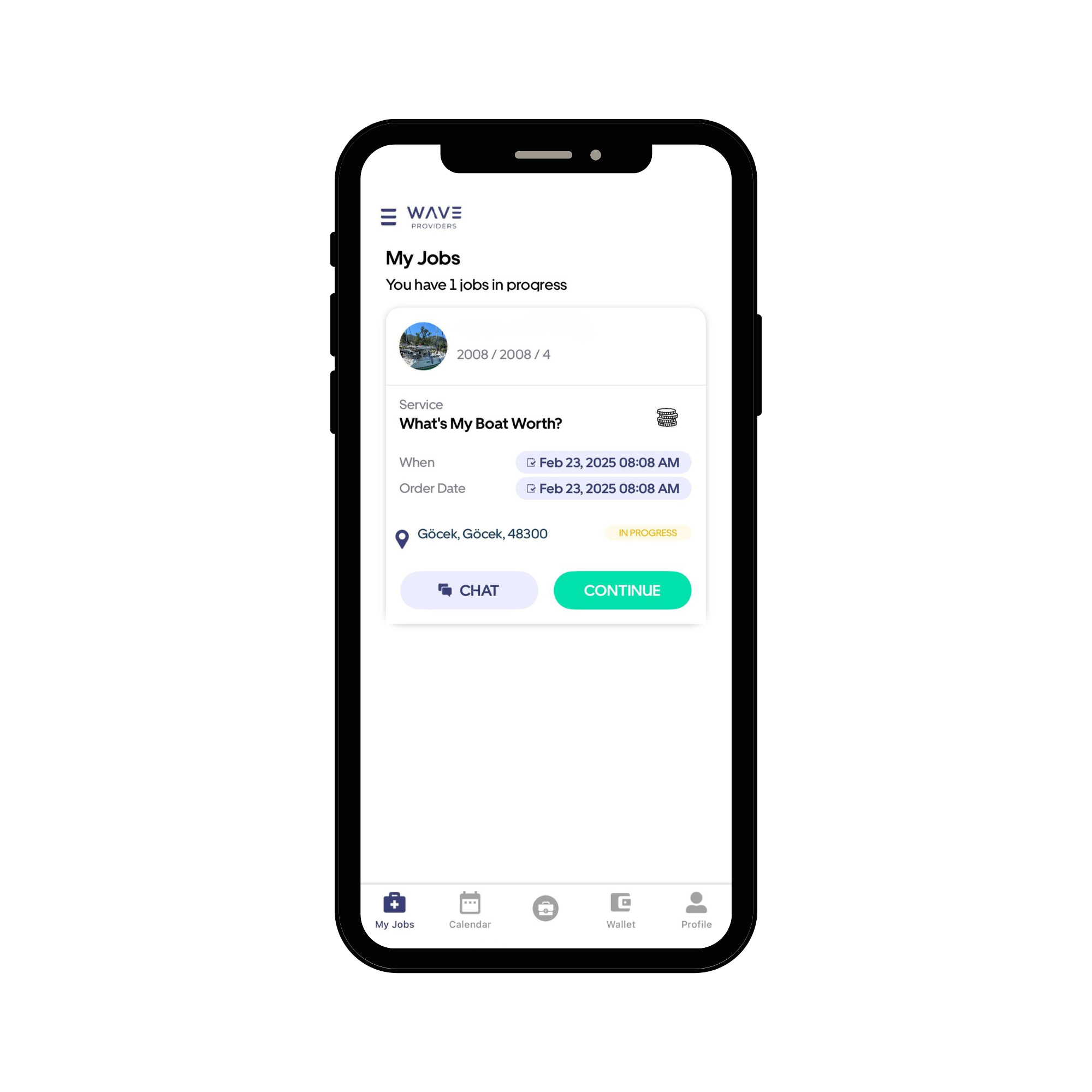 Wave provider app active jobs screen